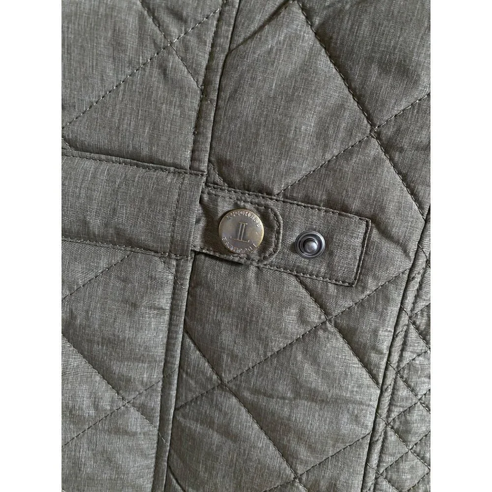 Lucchese Quilted Vest Size Small Green Brown Polyester Micro Suede Zipper Button - Picture 10 of 16